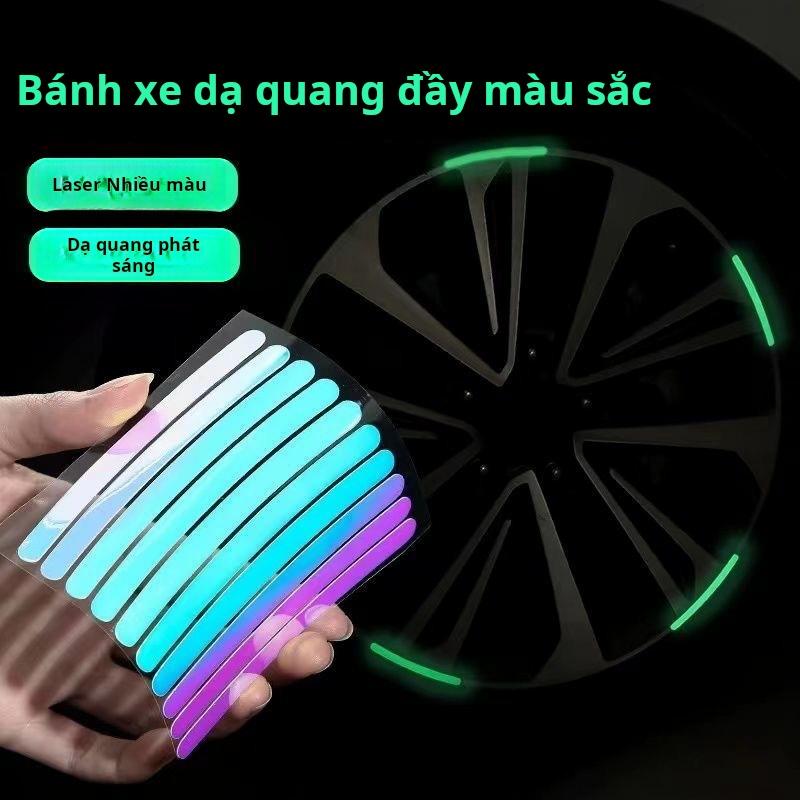 Hình dán huỳnh quang, cho bánh xe ô tô, hình dán trung tâm, cảnh báo phản quang, thích hợp cho xe Điện, xe máy và xe đạp, hình dán phát sáng 0