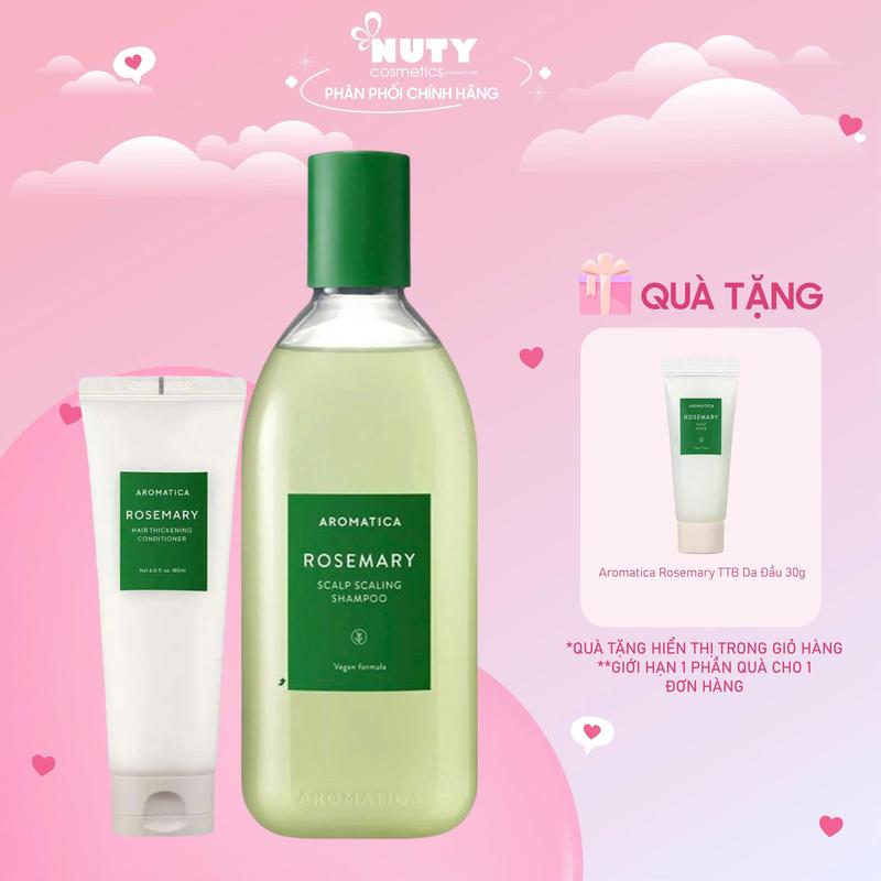 [Tặng TTB Da Đầu 30g] Gội Xả Aromatica Rosemary Scalp Scaling Shampoo (180ml/400ml)
