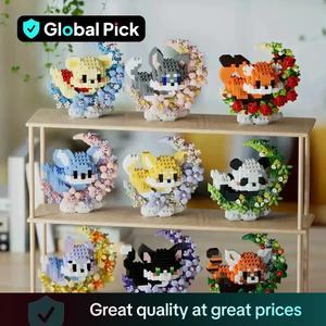 Bloques de Construcción de Diseño de Animales y Flores, 1 Caja de Modelo de Animal de Dibujos Animados Creativo, Selección de Regalos para Cumpleaños y Festividades