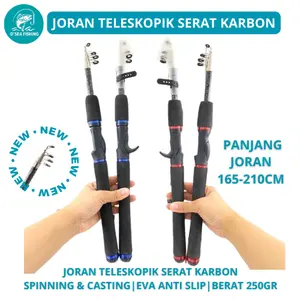 [D'Sea Fishing] Joran Teleskopik Serat Karbon – Joran Lipat Ringkas Travel Fishing Rod Spinning & Casting Merah Biru  | YJA-DJL