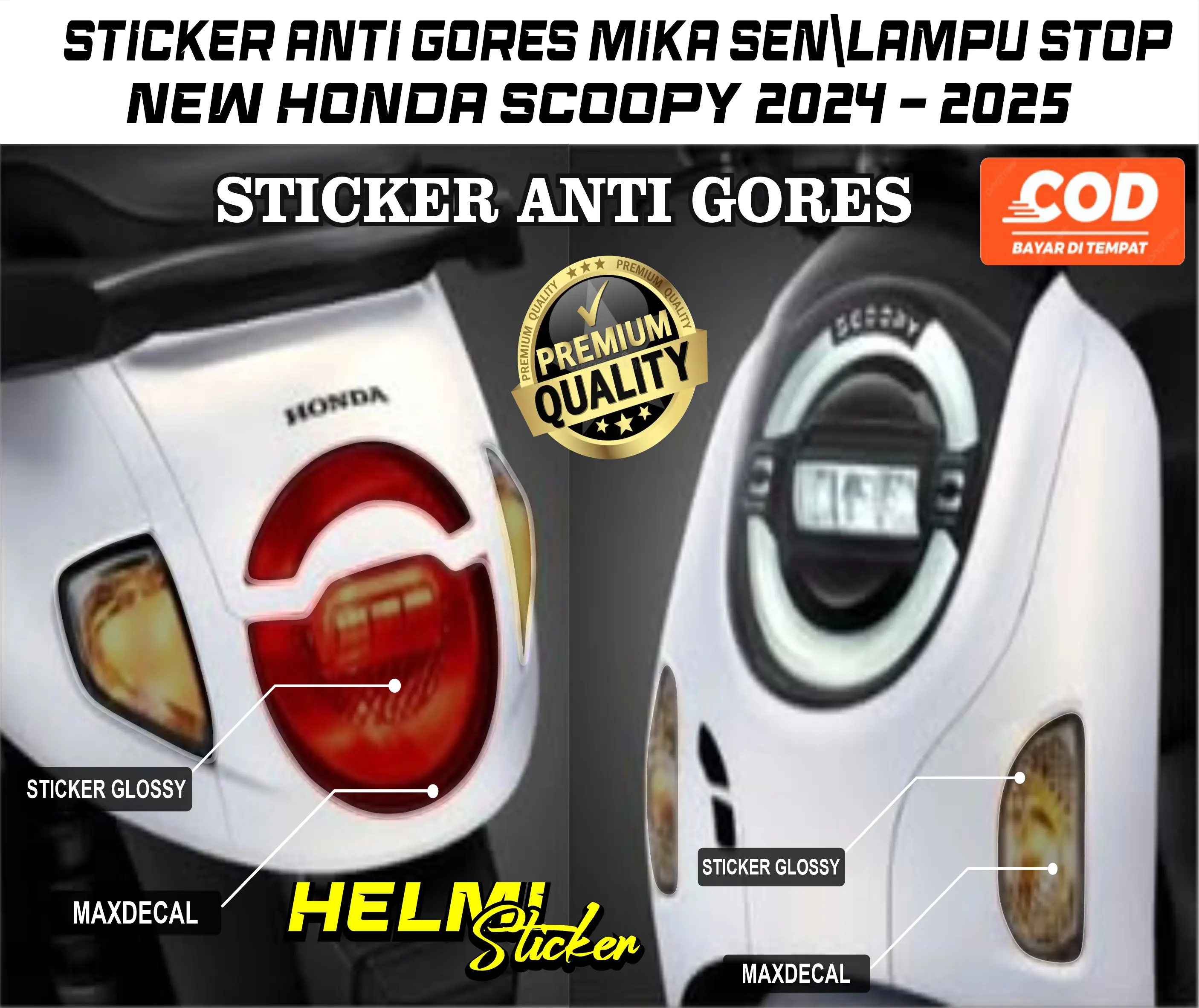 STICKER TRASPARAN PELINDUNG MIKA SEN DAN LAMPU STOP BELAKANG SATU SET HONDA SCOOPY AL NEW 2024-2025 STIKER PELINDUNG MIKA  LAMPU SCOOPY 2024-2025 ANTI GORES PELINDUNG MIKA Motorcycle