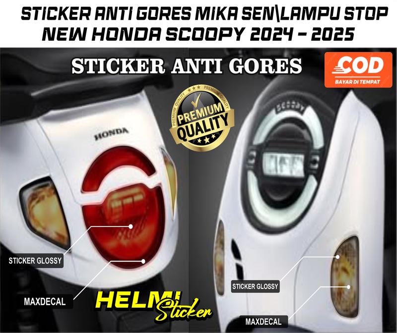 STICKER TRASPARAN PELINDUNG MIKA SEN DAN LAMPU STOP BELAKANG SATU SET HONDA SCOOPY AL NEW 2024-2025 STIKER PELINDUNG MIKA  LAMPU SCOOPY 2024-2025 ANTI GORES PELINDUNG MIKA Motorcycle 0