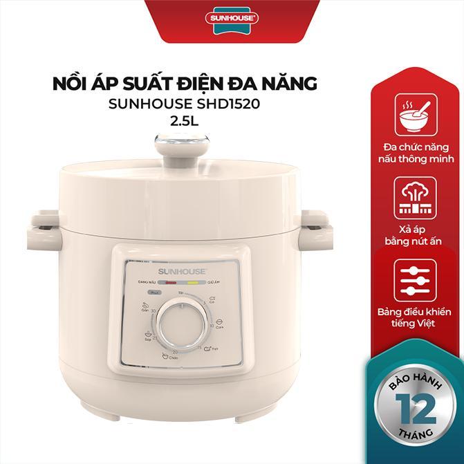 Nồi áp suất điện đa năng 2.5L Sunhouse SHD1520 - Lòng nồi dày 1.8mm - Đa…