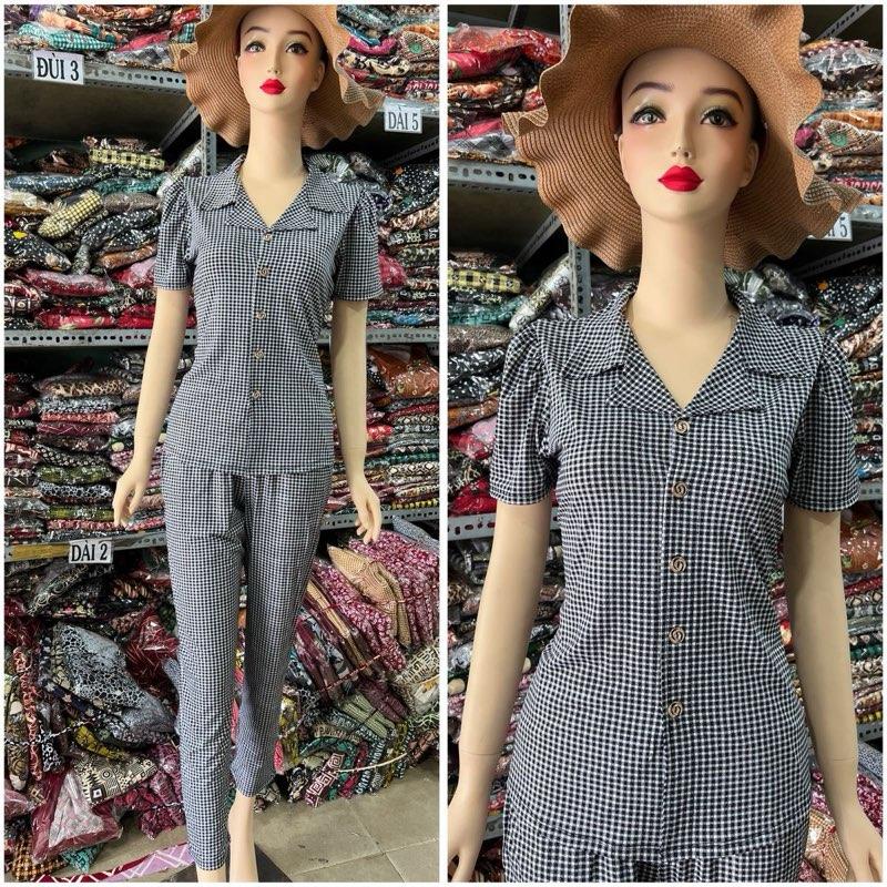 Đồ bộ cổ Vest quần dài áo tay ngắn thun Ati size1,2,3,4,5 Thoải mái Women Voi Top 8