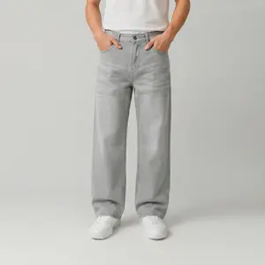 ERHAA - Celana Jeans Pria Baggy Denim Motif Garis Korean Retro Street Style Multiwarna