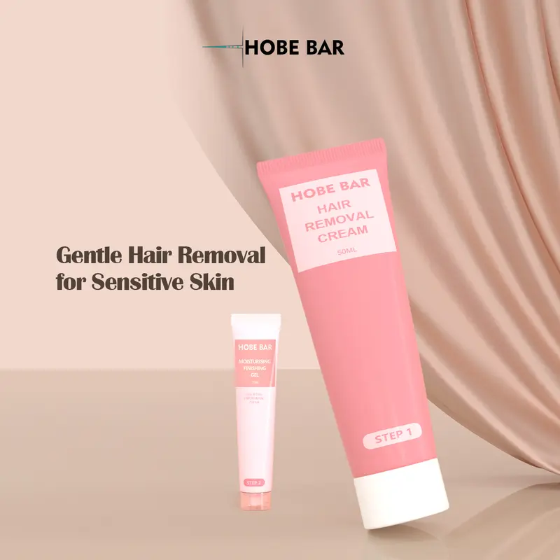 HOBE BAR Gentle Hair Removal Cream with Plant Extracts, Suitable for Both Men and Women (50 ml Depilatory Cream + 30 ml Repair Gel) / Krim Perontok Bulu dengan Ekstrak Tanaman, Cocok untuk Pria dan Wanita (50 ml Krim Depilator + 30 ml Gel Pelembap) Waxing 8