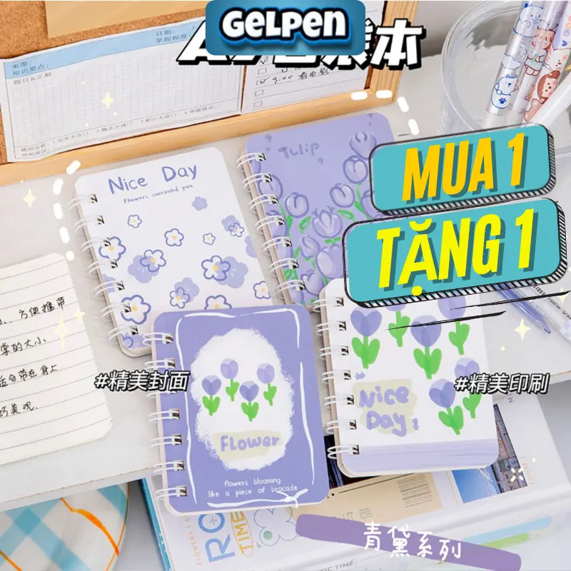 Sổ tay mini hình hoa tulip tím GelPen, sổ tay ghi chú, sổ tay note, sổ nhật ký nhỏ cute dễ thương