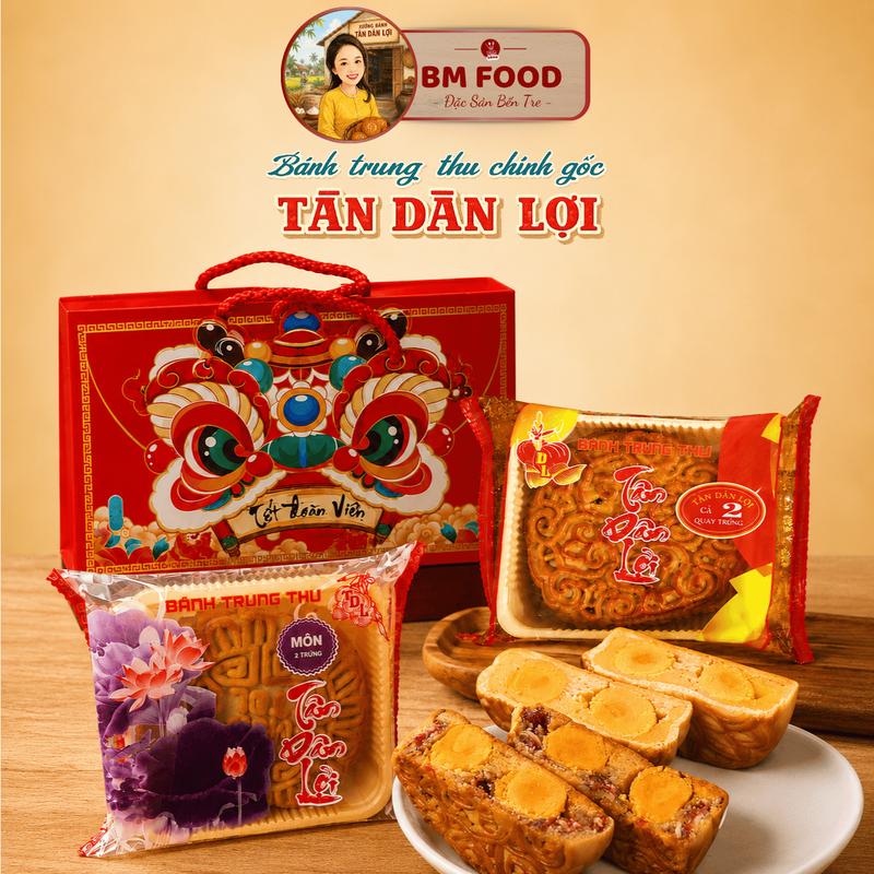 Bánh Trung Thu Tân Dân Lợi - Combo 2 Bánh - Mỗi Bánh 200gr - 2 Trứng Muối - Đặc…