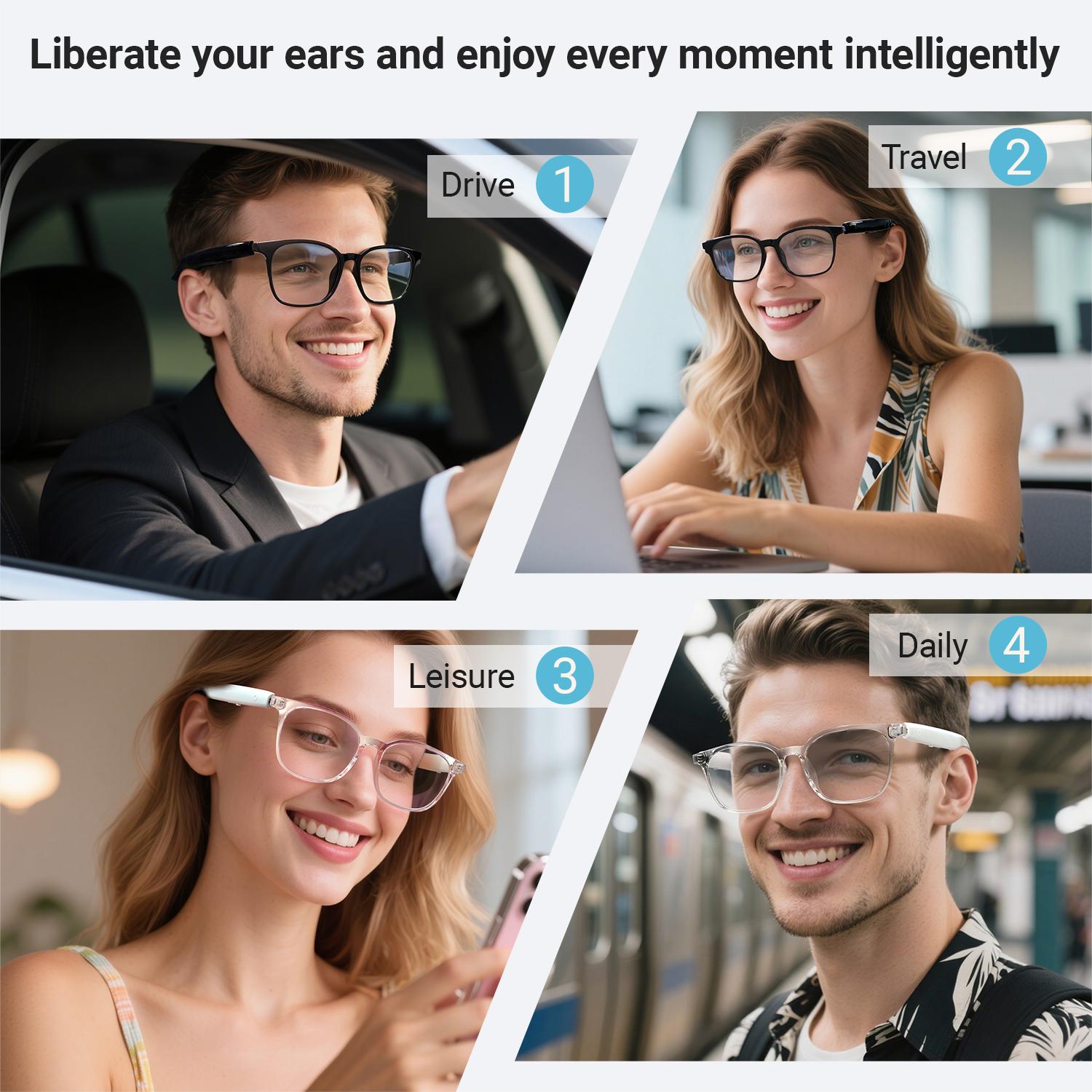 AI smart Translation Glasses with voice assistant Wireless Call Music Playback Earphone Anti Blue Light UV Protection Sunglasses - Image 4