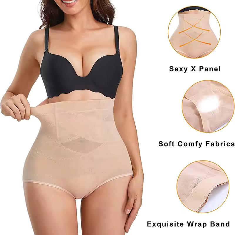 Product Introduction of Women Soft Cross Mesh Brief Sexy Breathable Underwear Double Layer Shapewear Panty Tummy Control Butt Lifter Waist Trainer Lingerie Body Shaper Semi-Transparent Panties 15