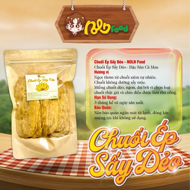 [ Độc Quyền ] Chuối Ép Sấy Dẻo - NOLN Food - Ép Từng Trái - Ăn Vặt Tuổi Thơ