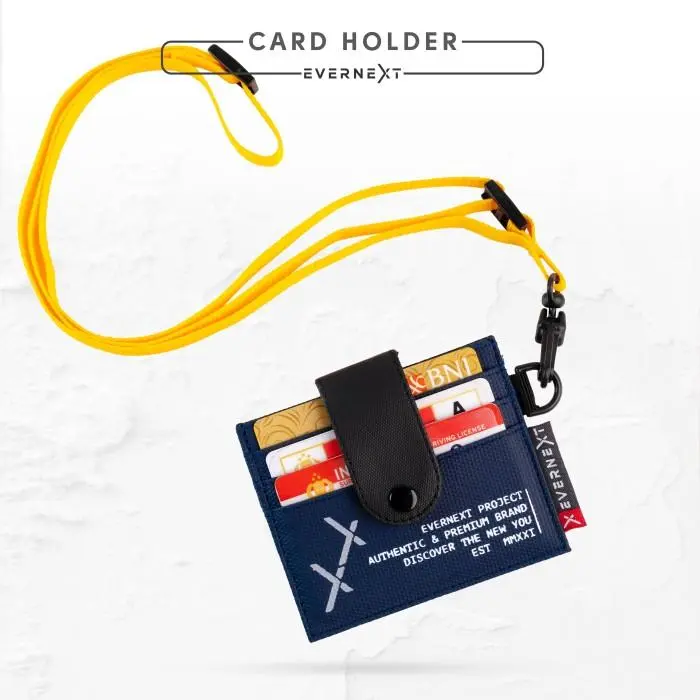 DOMPET KARTU PRIA CARD HOLDER WATERPROOF KENZIE PRIA TAS KALUNG LEHER - NAVY-BLACK