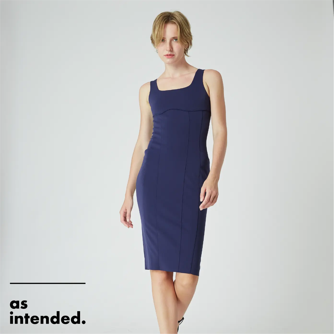 QUAD Corset-Detail Bodycon Dress in Navy [Voucher]