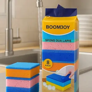 Boomjoy Spons Cuci Piring Premium 8 Pcs Kuat Tahan Lama Bahan Dua Lapis Enak Digunakan Garansi Terjamin