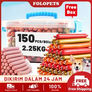 FOLOPETS Sosis Anjing & Kucing 15g - Paket 30/90/150 Buah, Camilan Sehat & Lezat untuk Si Doggy & Meong!