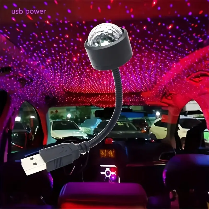 Đèn Ngủ USB Cho Nóc Xe Hơi, 1 Chiếc, Đèn LED Cho Nội Thất Xe Hơi, Âm Nhạc, Nhịp Điệu, Hiệu Ứng Sân Khấu Ma Thuật, Đèn LED Cho Phòng Ngủ, Vũ Trường, Tiệc Tùng, Không Khí