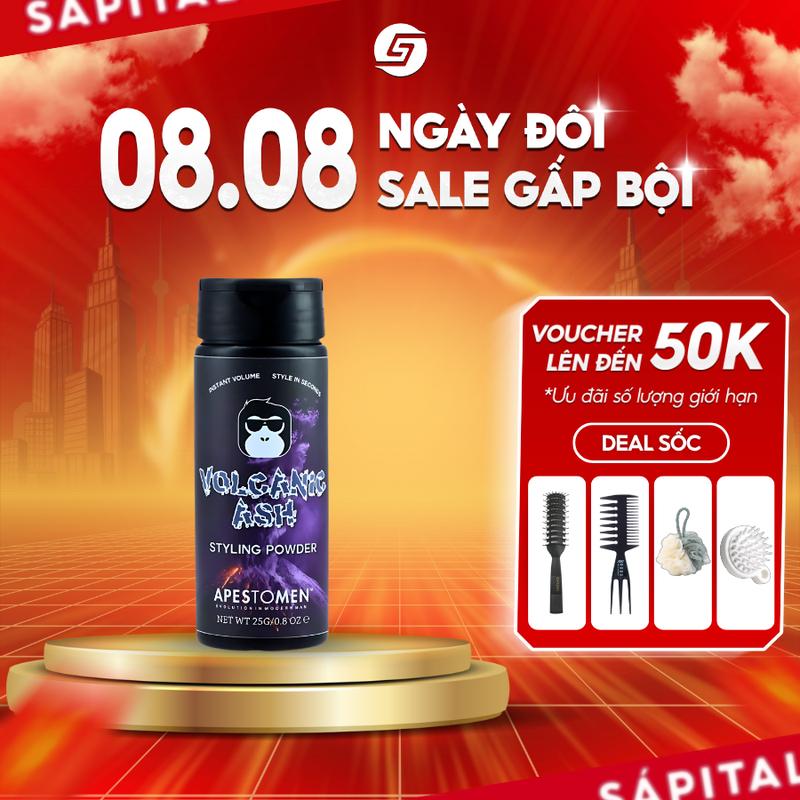 Bột tạo phồng tạo kiểu tóc Volcanic Ash styling powder - Tạo kiểu tóc, giữ nếp khỏe tự nhiên, thấm hút dầu thừa mồ hôi tốt - Dành cho cả Nam và Nữ - Tặng Lược Bán Nguyệt Chaoba