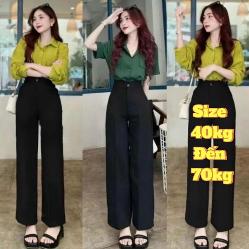 Quần Tây Ống Rộng Lưng Cao - Quần Tây ống Suôn - vải tuyết mưa Nữ Ong Women Pants