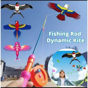 MAINAN LAYANGAN KARTUN ANAK + JOR AN PANCING FISHING KITE FLYING AR 696 SNI LAYANGAN PANCING ANAK CEWEK COWOK Desain Kartun Menarik Bahan Plastik Ringan Set Lengkap Joran & Benang Layangan Mudah Diterbangkan