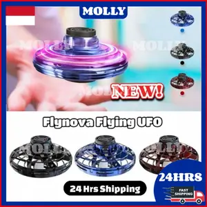 【COD】Flynova UFO Magic Ball UFO Terbang Mini Drone Outdoor Mainan Lampu LED Flying Spinner Ball Hand Control Aircraft Toy Kids Toys Fingertip