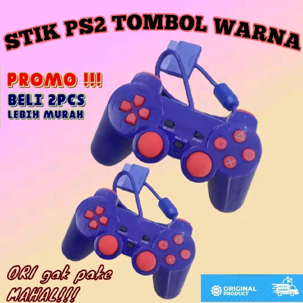 [PROMO 2 PCS]  Stik PS2 TW Tombol Warna Kabel Serat Getar