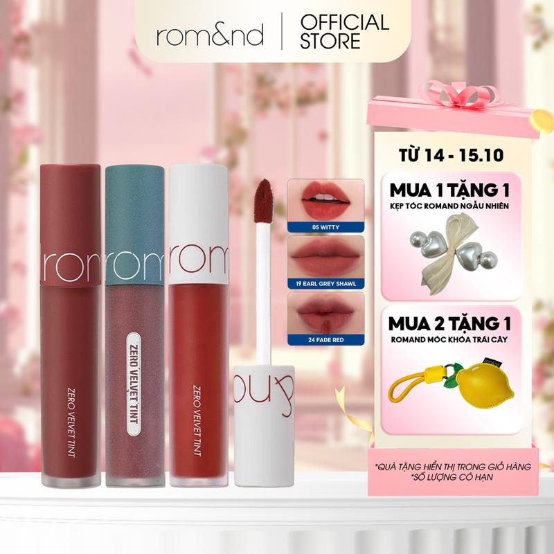 [Rom&nd] Son Kem Lì Trang Điểm Hàn Quốc Romand Zero Velvet Tint 5.5g
