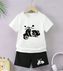 Luwi Kids Setelan Anak Celana Hitam Cewek Cowok Gambar Vespa Scooter