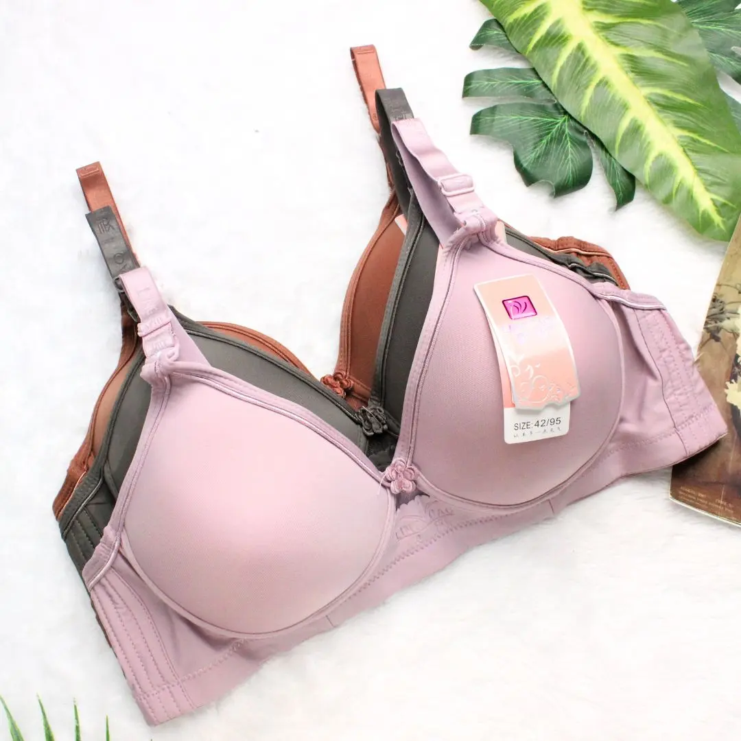 LINGCAO B5 - (PAKET 3 PCS) BRA WANITA KAIT 3 BUSA TANPA KAWAT BH PEREMPUAN CUP B LINGCAO B5