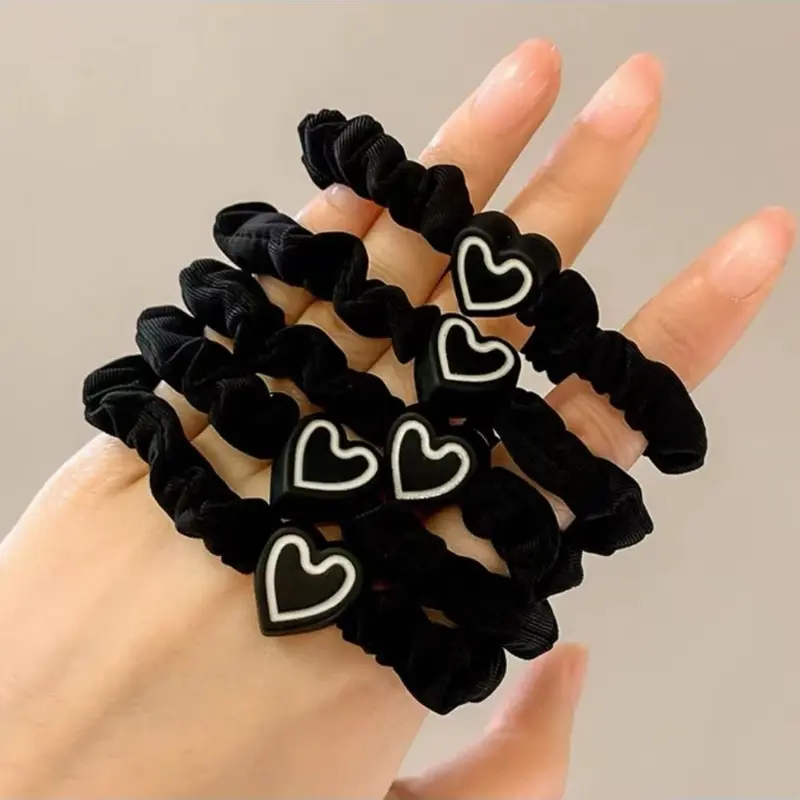 Scrunchie Tóc, Hình Trái Tim Tiện Lợi, Chất Liệu vải nỉ Nhiều Màu, Dây Buộc Tóc Đàn Hồi Cao, Độ Đàn Hồi Cao, Dây Buộc Tóc Mini, Thích Hợp Cho Phụ Nữ 7