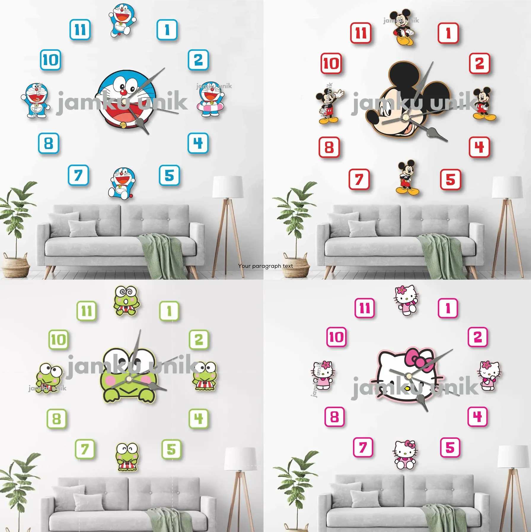 [PROMO] Jam Dinding Jumbo Karakter Hiasan Dinding Kamar Anak