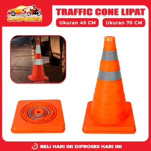 Traffic Cone Lipat Ukuran 45 CM Dan 70 CM Traffic Cone Lipat Potable Kerucut Lipat Reflektif Multifungsi
