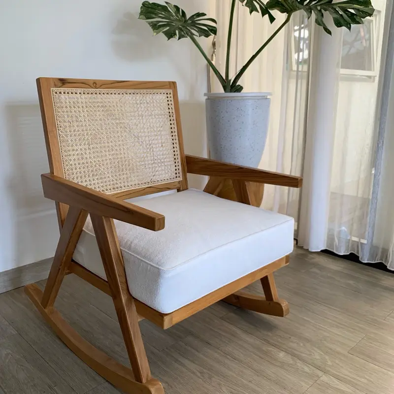 Kursi Goyang Jati Kombinasi Rotan Alam Murah - Furniture 0