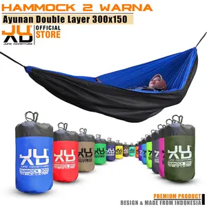 hammock double layer june adventure 300x150cm ayunan camping 2 warna includ webbing tubular