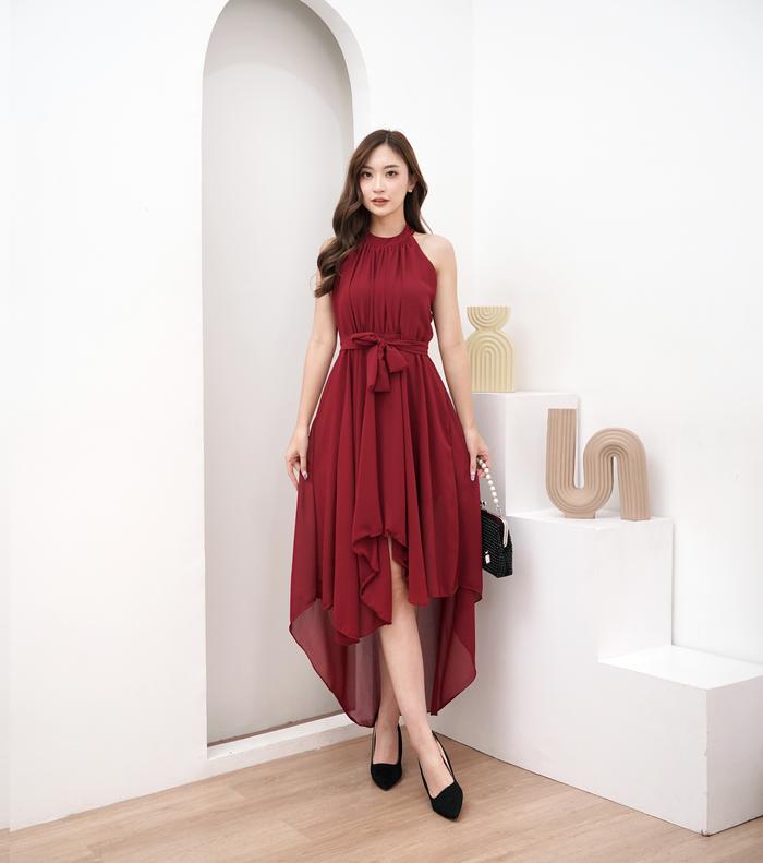red high low cocktail dress Zapaka Women Gold High-Low Spaghetti Straps Metallic Satin A-Line Party Dress, / US20W Color:Russet Red Print Sheath Fabric no:Z026754 What Color Shoes To