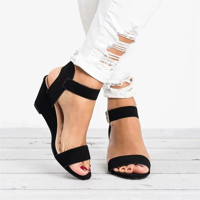 TikTok Shop Women s Classic Wedge Heels Sandals Ankle Strap Open Toe Evening Dress Wedding Shoes