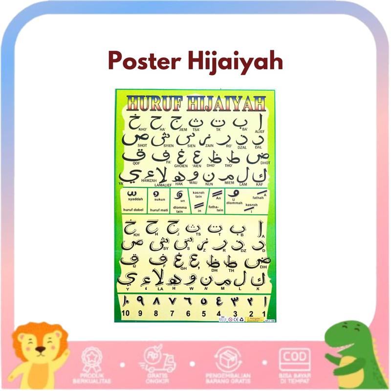 Paket 3 Poster Belajar Anak Edukasi Mengenal Huruf, Angka dan Hijaiyah 3