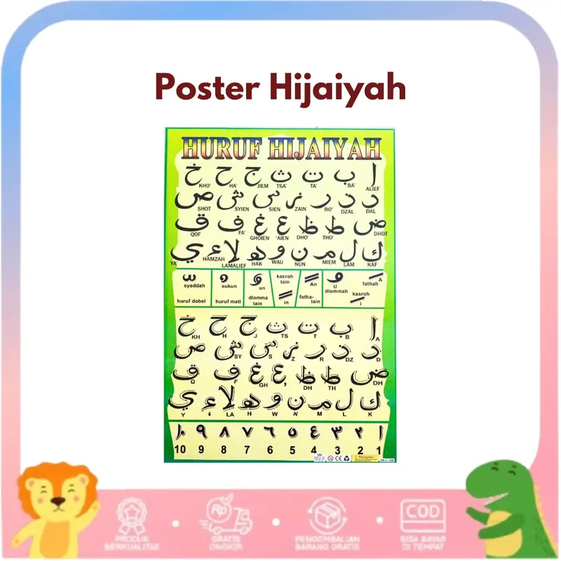 Paket 3 Poster Belajar Anak Edukasi Mengenal Huruf, Angka dan Hijaiyah 2