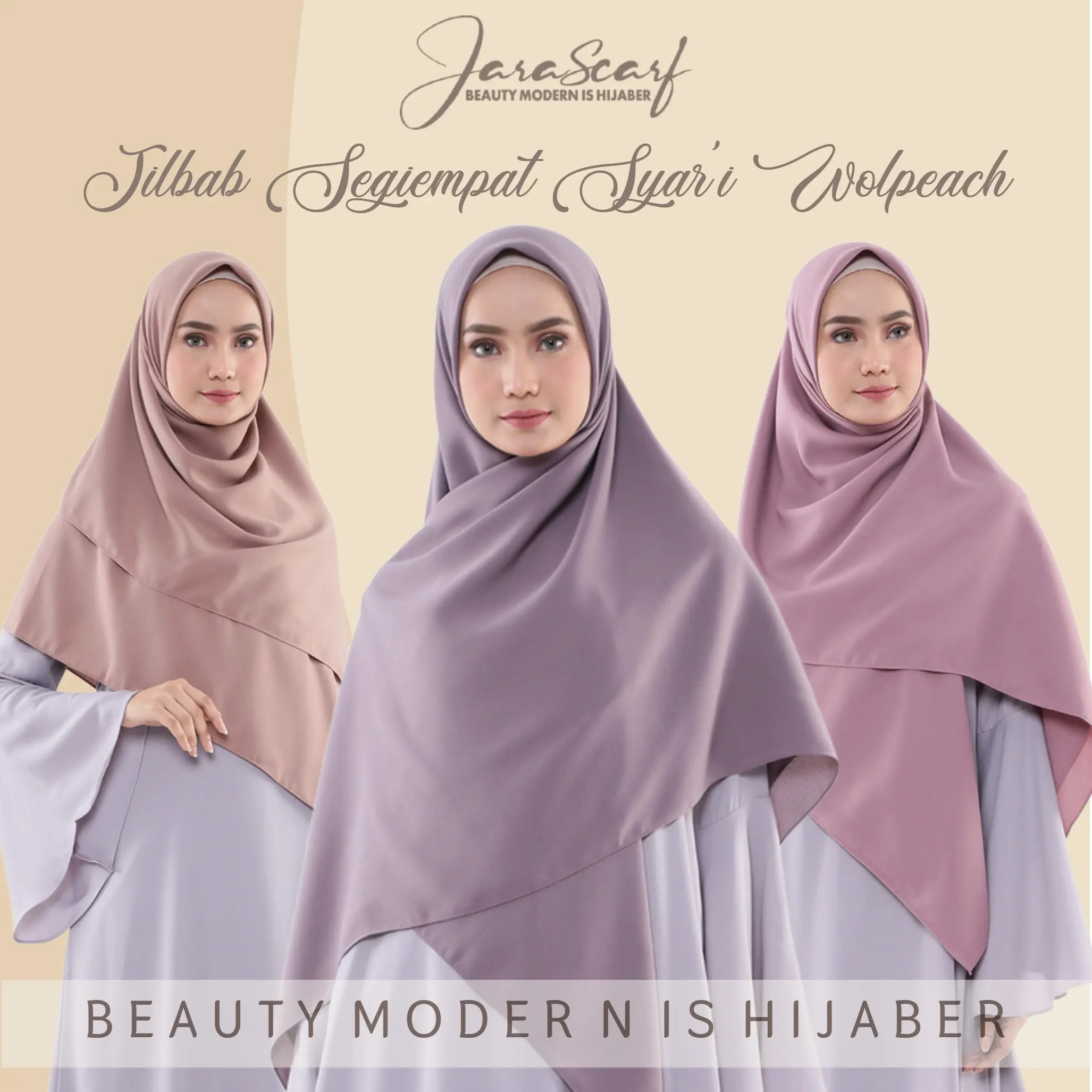 Jilbab Syar'i Segi Empat Wolfis Premium Jara Scarf Basic Nyaman Kerudung Wanita Square Syari Muslim Instan Khimar