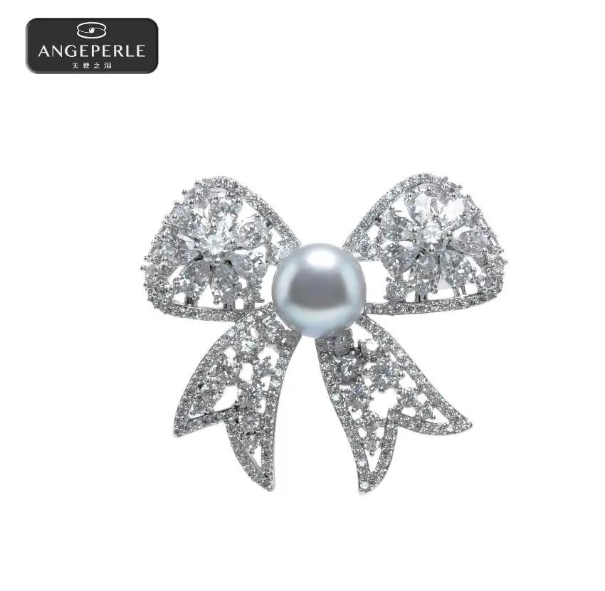 (TSZZN32)ANGEPERLE Alloy seawater pearl madama bow brooch