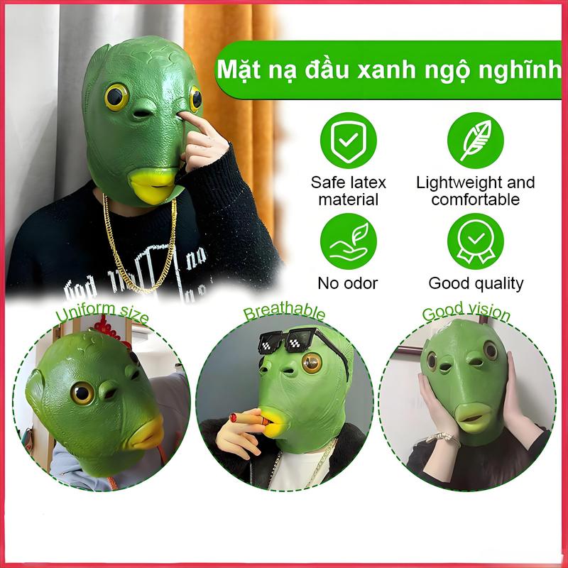  Mặt nạ đầu cá silicon hài hước hóa trang sinh vật lạ đồ chơi Halloween Giáng sinh đạo cụ cosplay cho người lớn trẻ em 