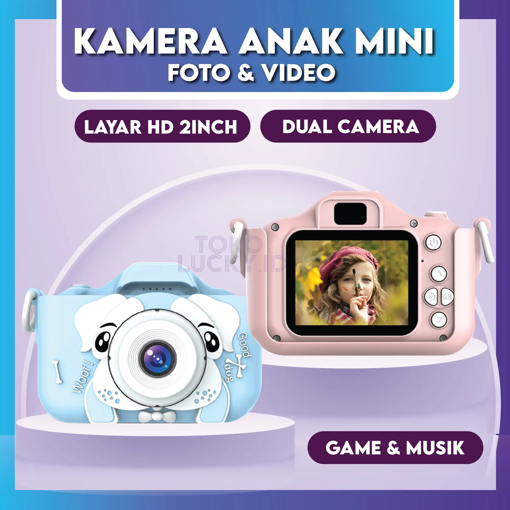 Kamera Anak  5MP 1080p Video Mini DSLR Camera Digital LED Kids Toy Mainan Edukasi
