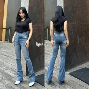 Pami - jennie cutbray jeans lipat highwaist flare petite | jeans stretch | celana jeans wanita