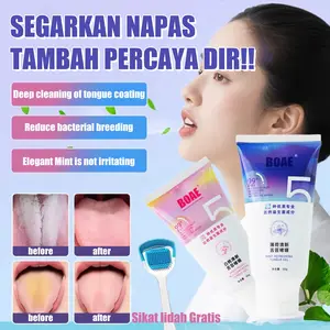 BOAE Gel Pembersih Lidah Dengan Sikat Lidah Untuk Menghilangkan Bau Mulut & Panas Dalam Probiotik Nafas Segar Tongue Cleansing Gel 50g