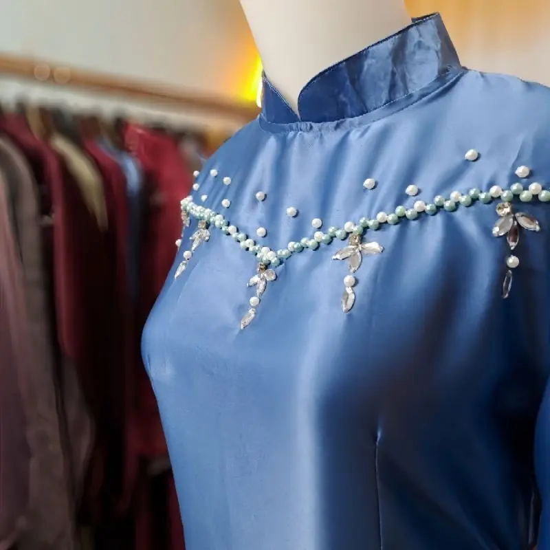 FAYRA One Set Baju Kurung Melayu Dress Pesta Payet Swarosky Mewah Burgundy Gamis Lebaran 2025 Idul Fitri Gaun Karet Muslim Kondangan Wanita malay Satin Silk Panjang Remaja Rempel Dewasa Setelan elegan Span 6