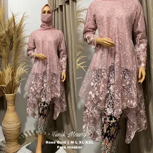 Setelan Kebaya Modern Busui//Setelan Kebaya Tunik Mauri Rok Plisket Resleting Depan