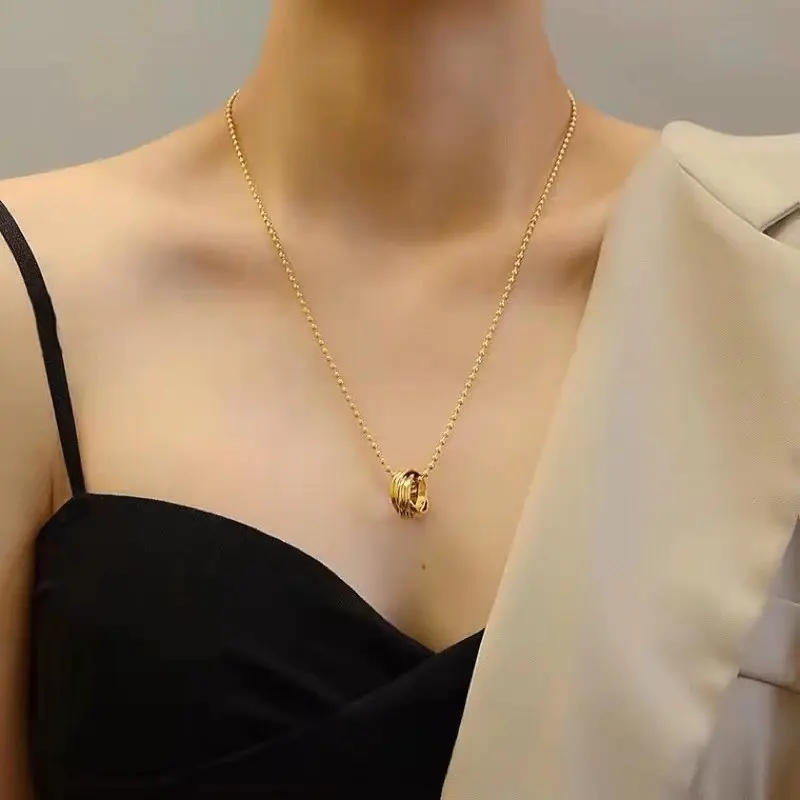 Kalung Titanium 2 Layer Anti Karat Peperclip Korea Elegan 3