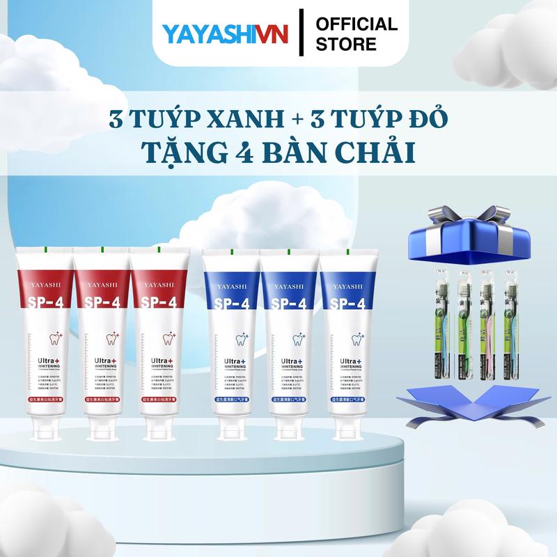   Mua 3 tặng 3 tặng 4 bàn chải + 2 bảng theo dõi màu răng  KEM ĐÁNH RĂNG YAYASHI HỖ TRỢ KHỬ MÙI HÔI MIỆNG HỖ TRỢ KHỬ Ố VÀNG RĂNG RĂNG TRẮNG SÁNG YAYASHI BEAUTY 
