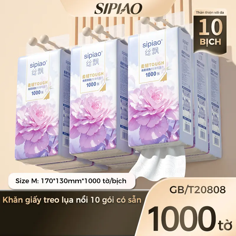【10 gói 】Khăn Giấy Sipiao, 5 Lớp, Thoải Mái Mềm Mại, 1000 tờ VN, 170 * 130mm-1731826749373187871