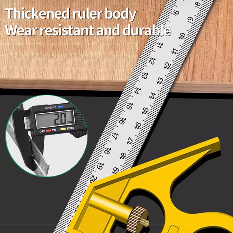 Stainless steel square ruler horizontal right angle ruler 90 degree measuring ruler triangle ruler woodworking ruler multifunctional angle ruler steel ruler 6