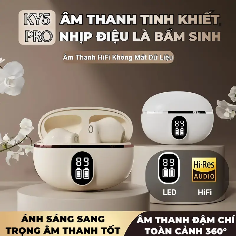 Tai nghe KY5 PRO Nhét Tai Ánh Sáng Mới Nhất [2 Quà tặng] 1 Nhãn dán hoạt hình +1 Bao tay chơi game, Âm thanh nổi mức HiFi, Màn hình kỹ thuật số thông minh, Micrô tích hợp, Chống nước iPX5, Điều khiển cảm ứng,Giảm tiếng ồn ENC | BigBuy360 - bigbuy360.vn
